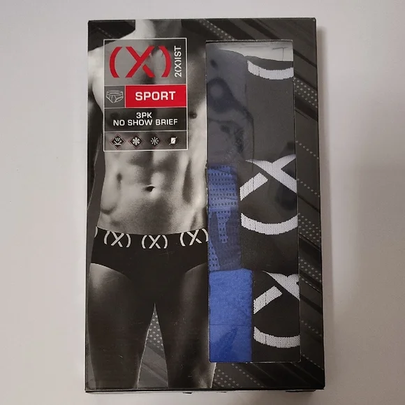 2xist Sport No Show Briefs 3-Pack - Navy Blue and Blue Size 28-30 - Picture 1 of 9